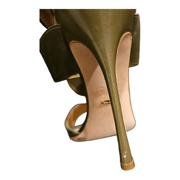 SERGIO ROSSI Olive/Tortoise‎ Sandals Heels - Size 37/7 - Picture 8 of 9